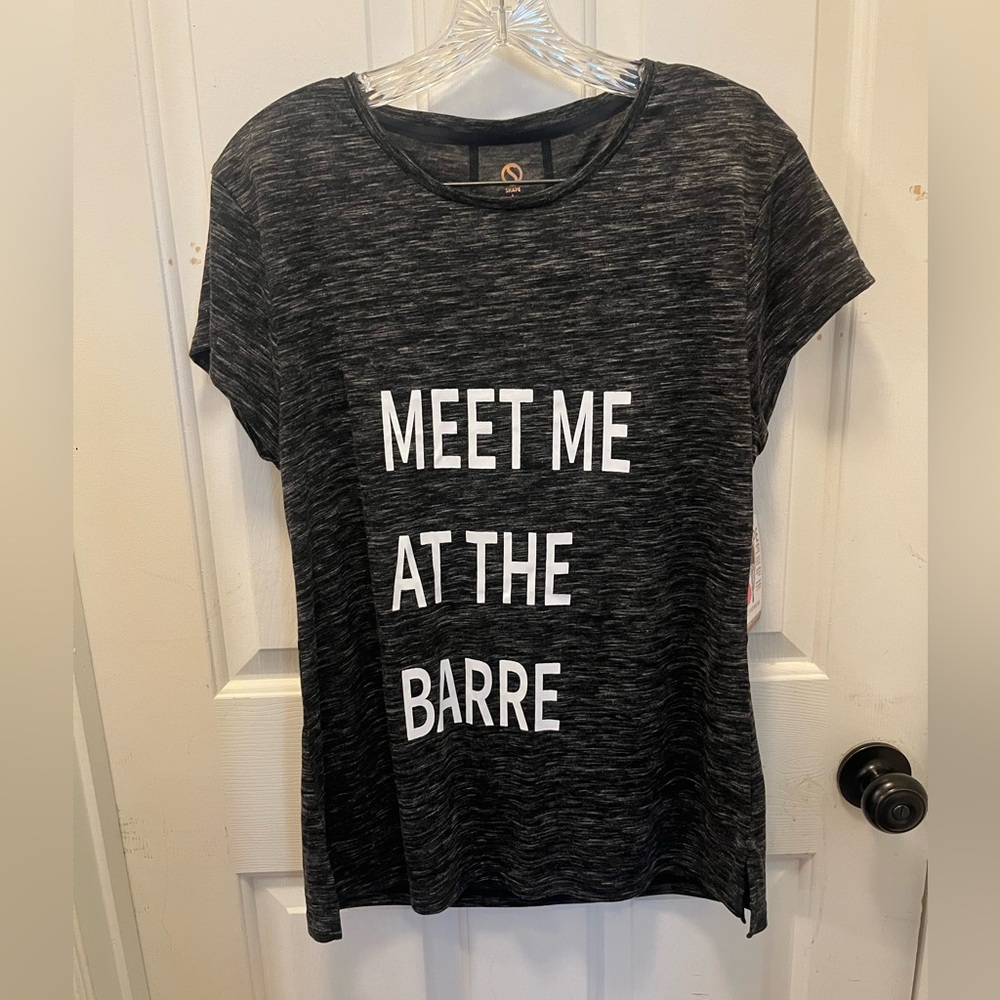 NWT Shape “Meet Me At The Barre” Dancer’s Tee - Heathered Black - Sz Large